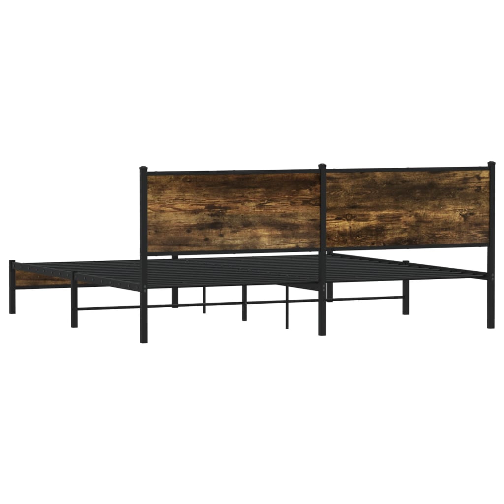 Metal Bed Frame without Mattress Smoked Oak 193x203 cm