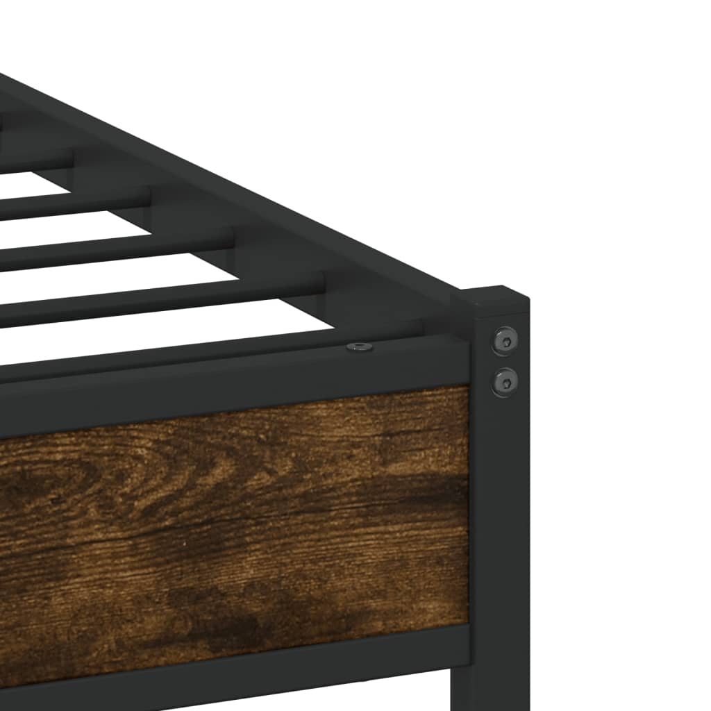 Metal Bed Frame without Mattress Smoked Oak 200x200 cm