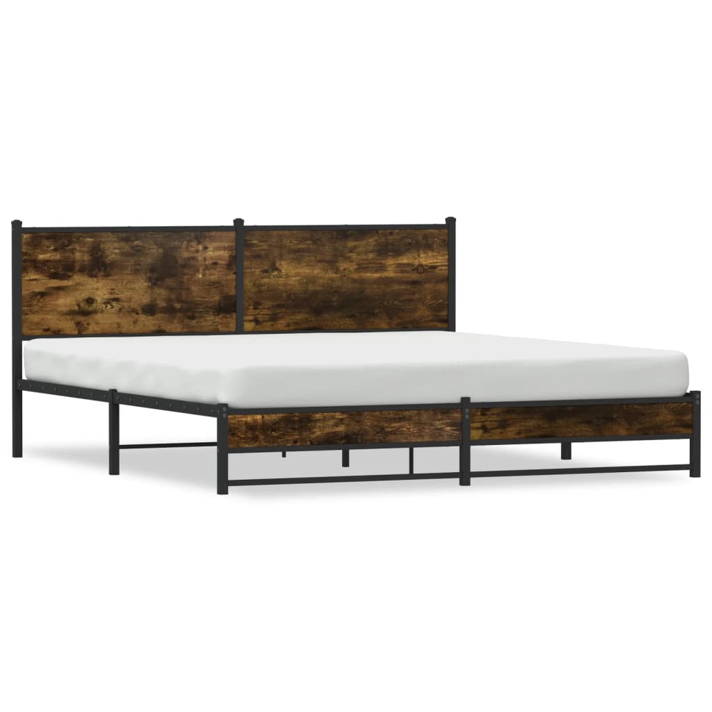Metal Bed Frame without Mattress Smoked Oak 183x213 cm