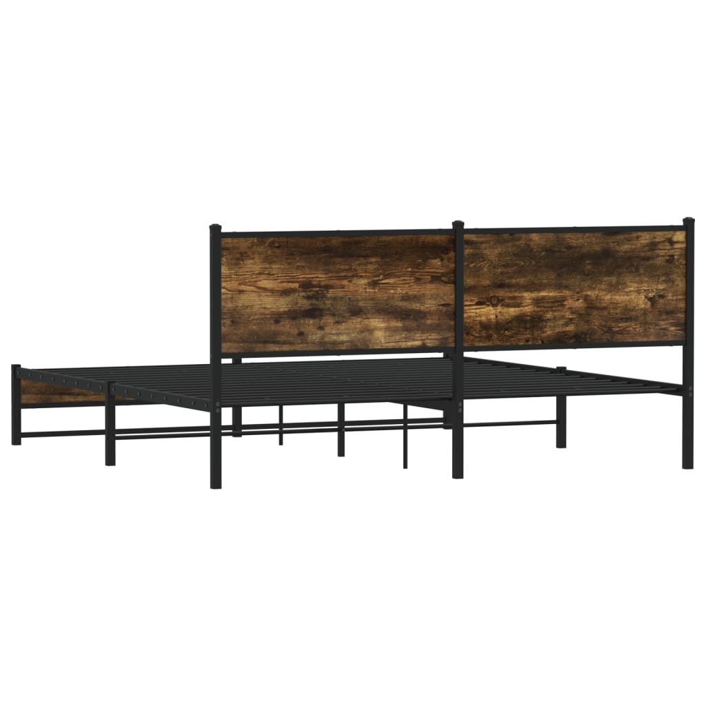 Metal Bed Frame without Mattress Smoked Oak 183x213 cm