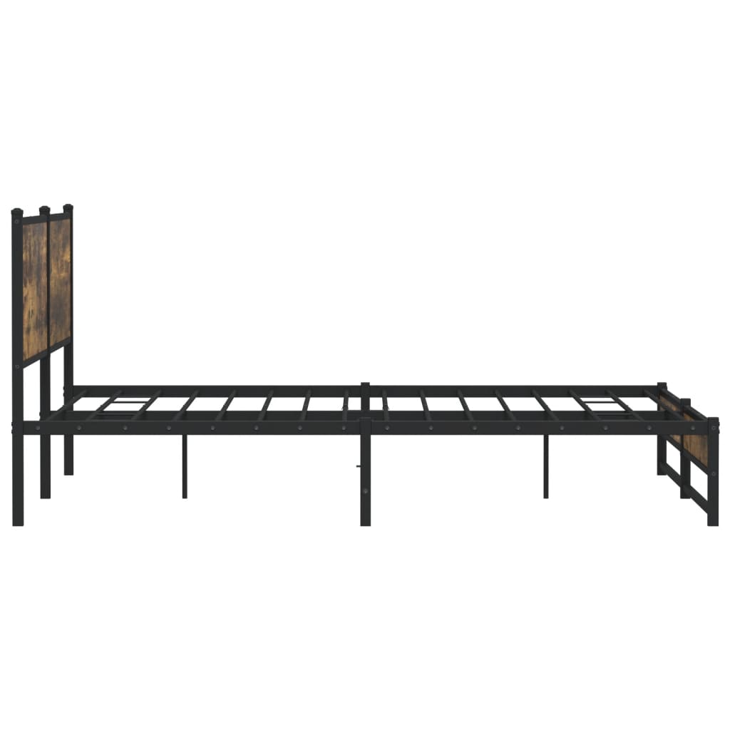 vidaXL Metal Bed Frame without Mattress Smoked Oak 193x203 cm