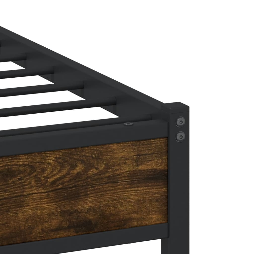 vidaXL Metal Bed Frame without Mattress Smoked Oak 193x203 cm