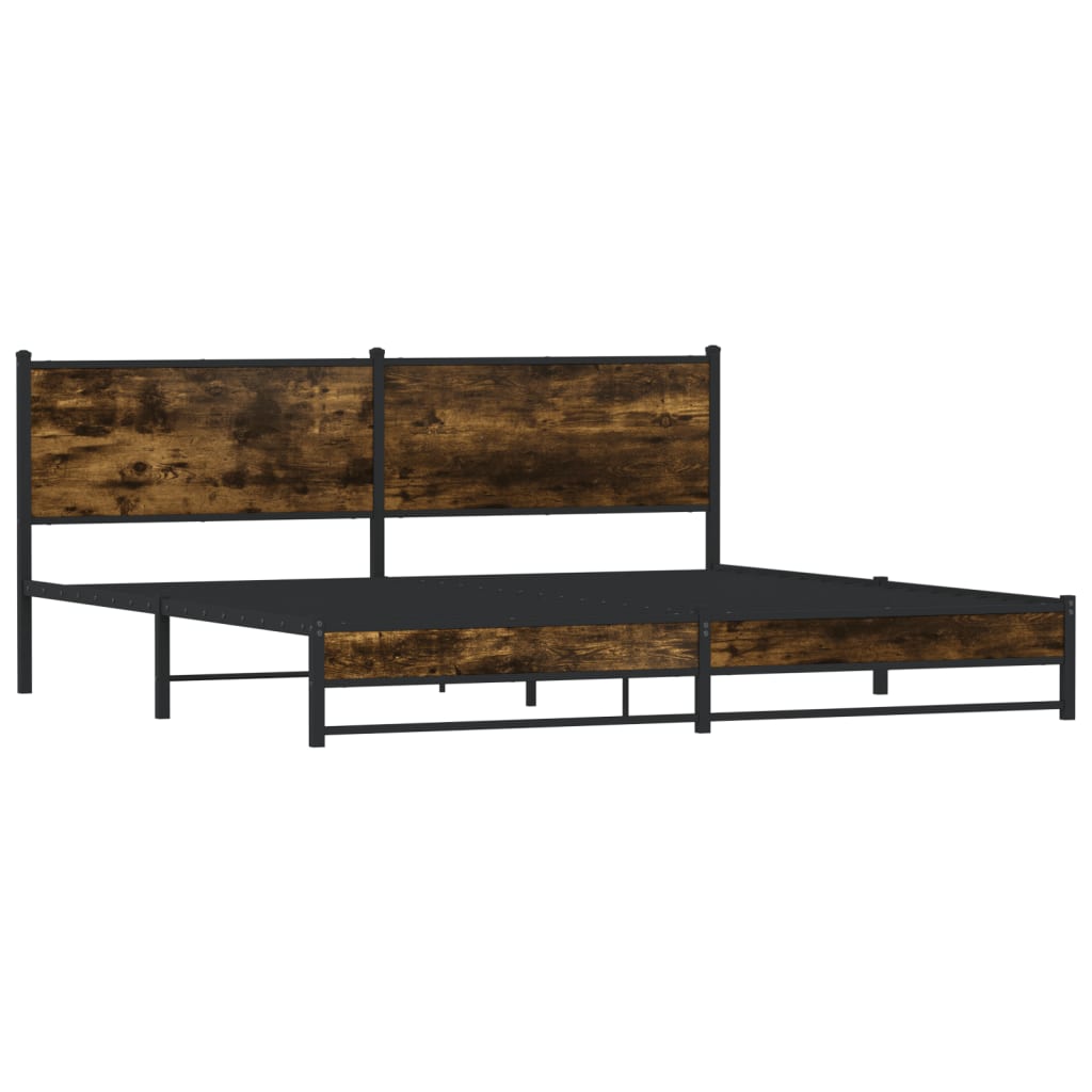 Metal Bed Frame without Mattress Smoked Oak 200x200 cm