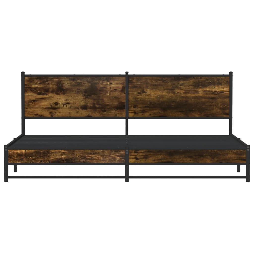 Metal Bed Frame without Mattress Smoked Oak 200x200 cm