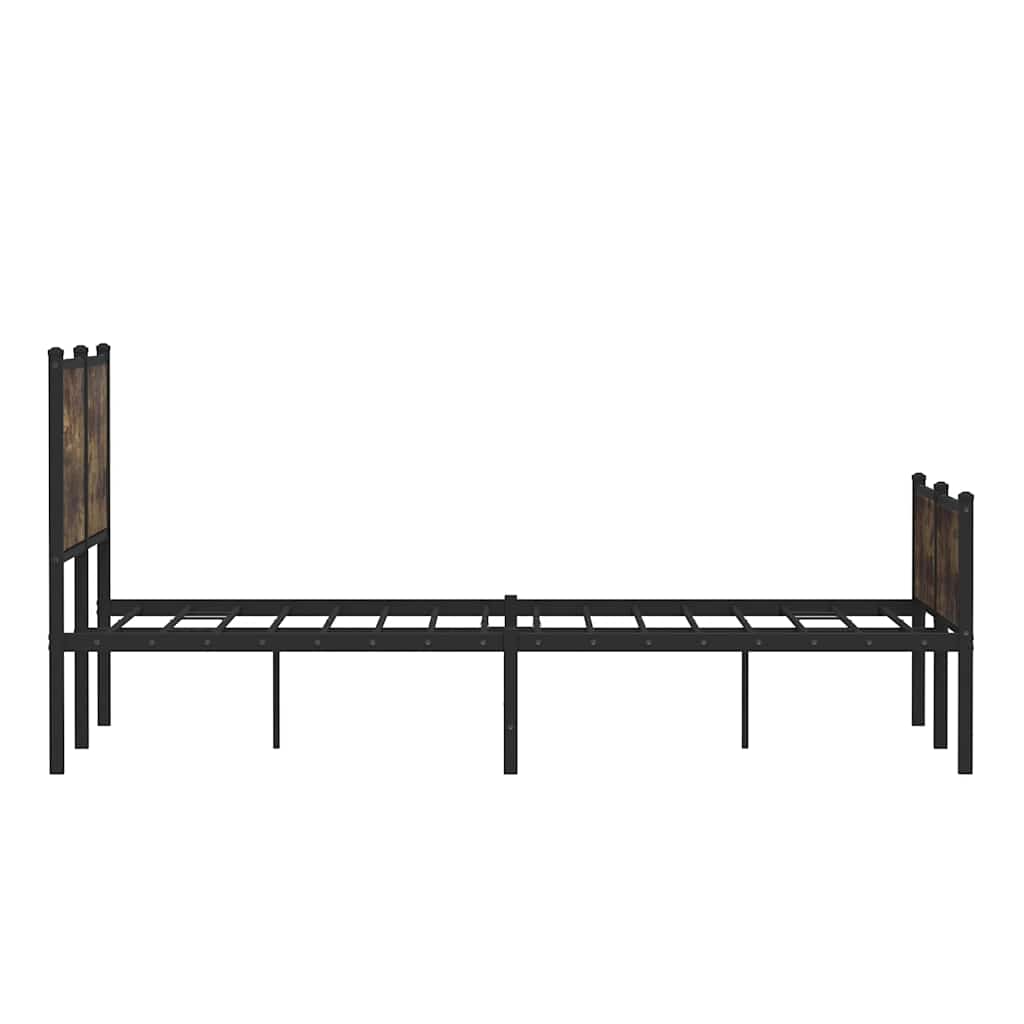 Metal Bed Frame without Mattress Smoked Oak 150x200 cm King Size