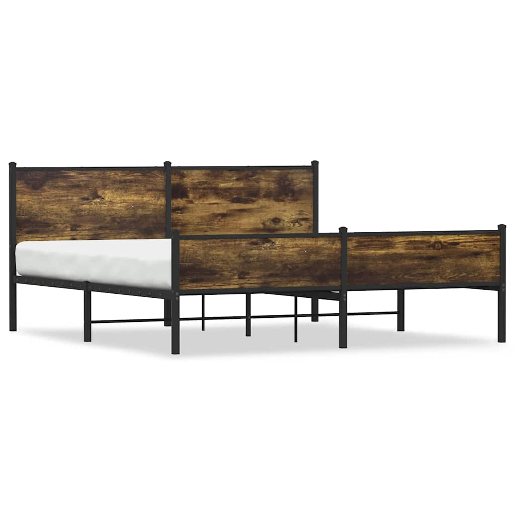Metal Bed Frame without Mattress Smoked Oak 180x200 cm Super King