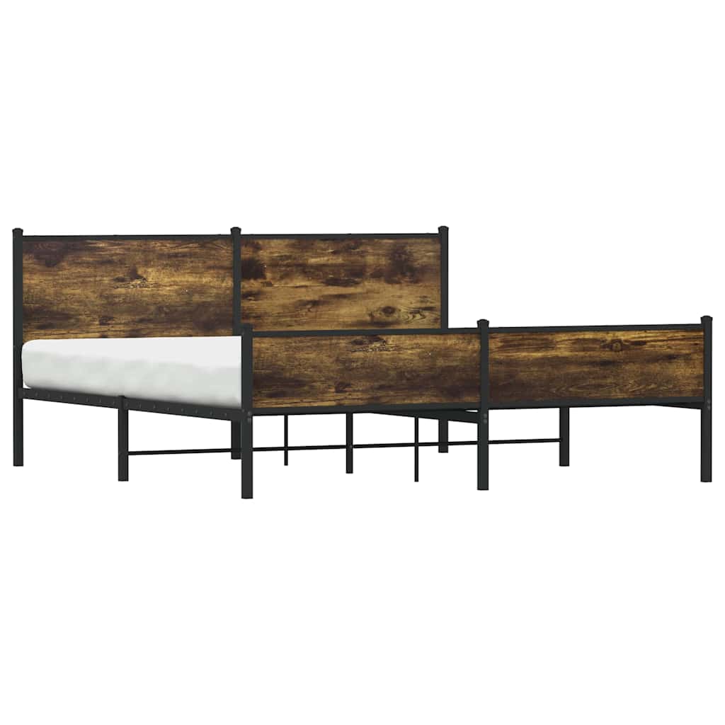 Metal Bed Frame without Mattress Smoked Oak 180x200 cm Super King