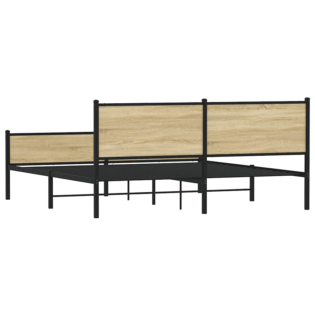 Metal Bed Frame without Mattress Sonoma Oak 160x200 cm