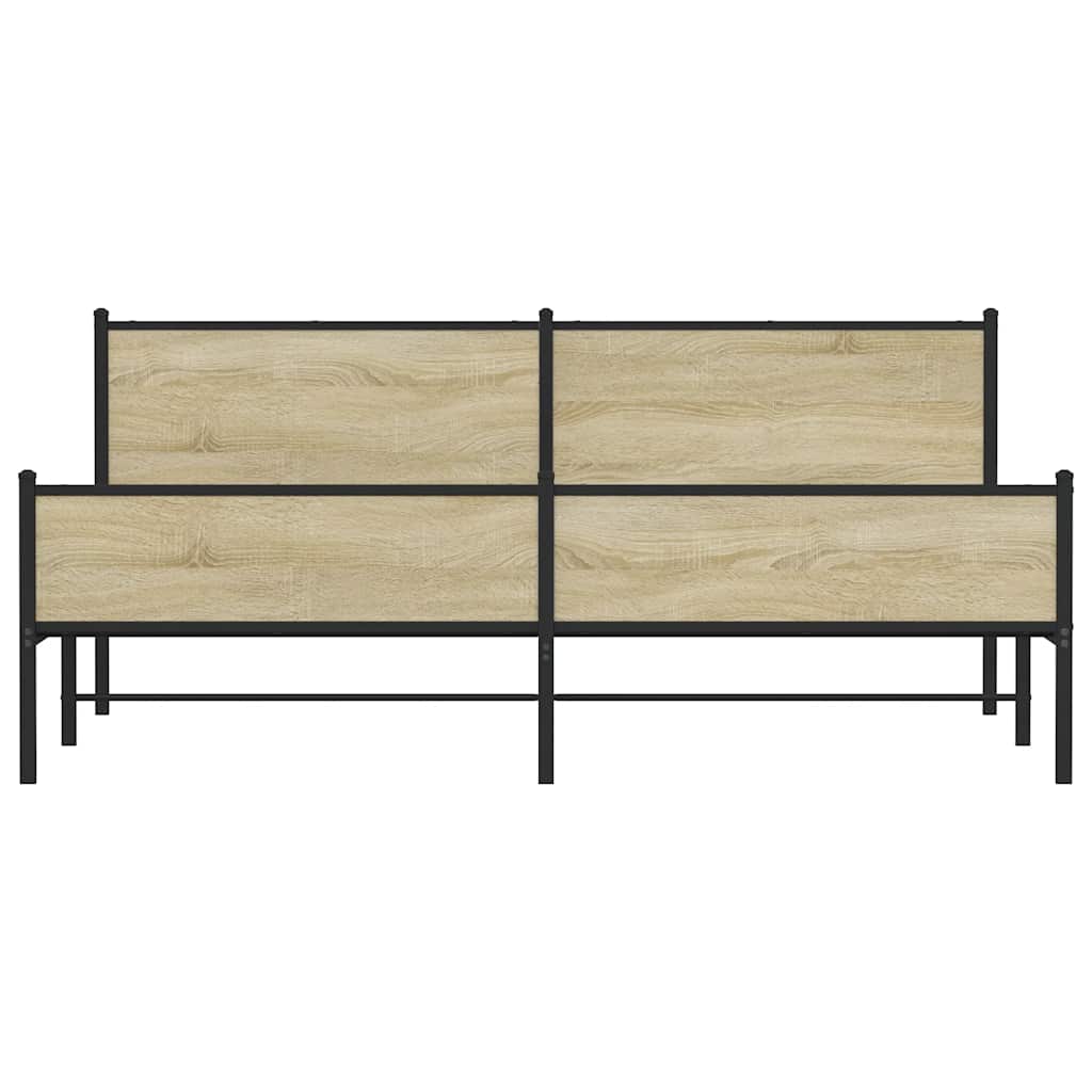 Metal Bed Frame without Mattress Sonoma Oak 193x203 cm
