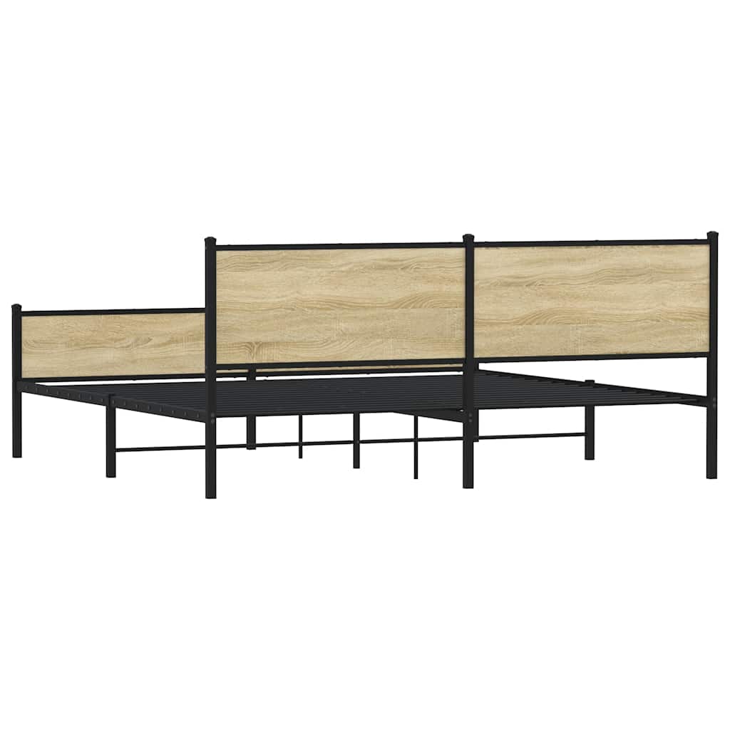 Metal Bed Frame without Mattress Sonoma Oak 200x200 cm