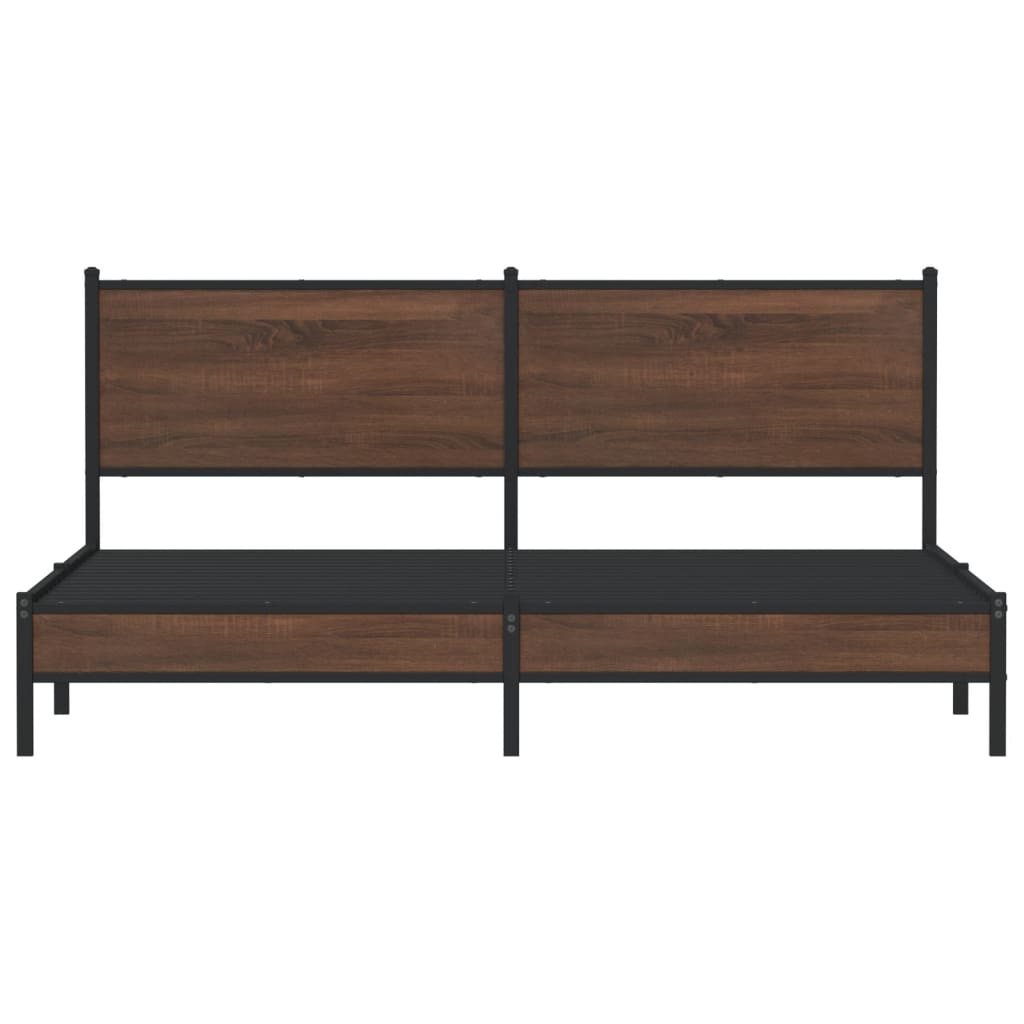 Metal Bed Frame without Mattress Brown Oak 180x200 cm Super King