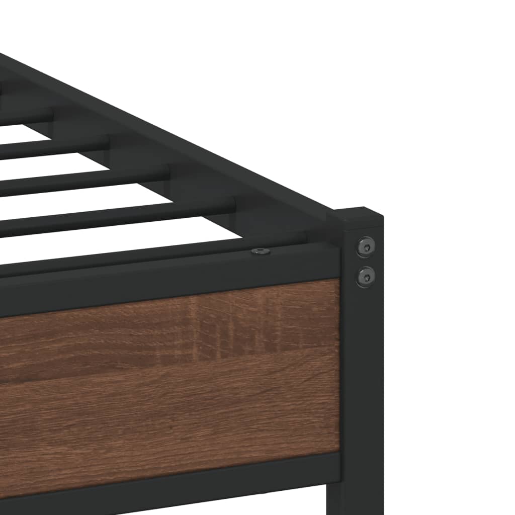 Metal Bed Frame without Mattress Brown Oak 180x200 cm Super King