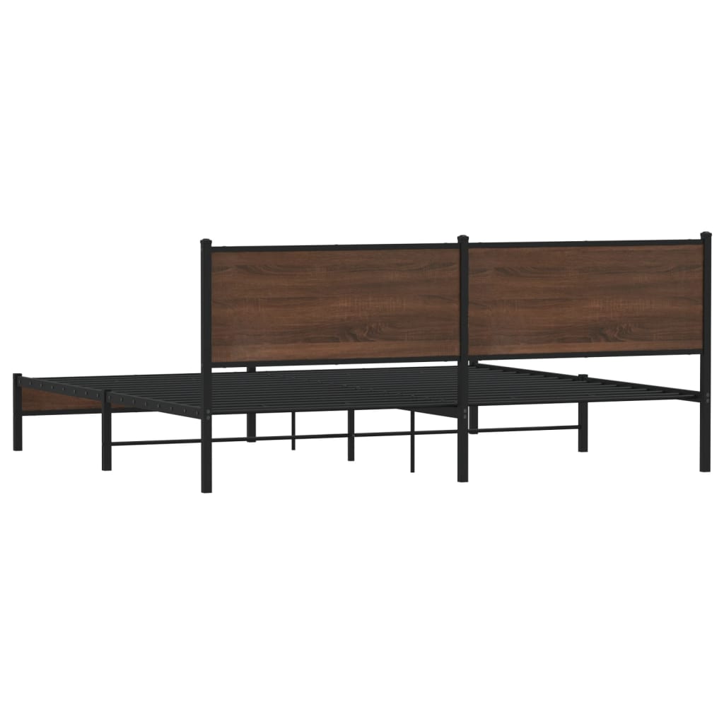 Metal Bed Frame without Mattress Brown Oak 200x200 cm