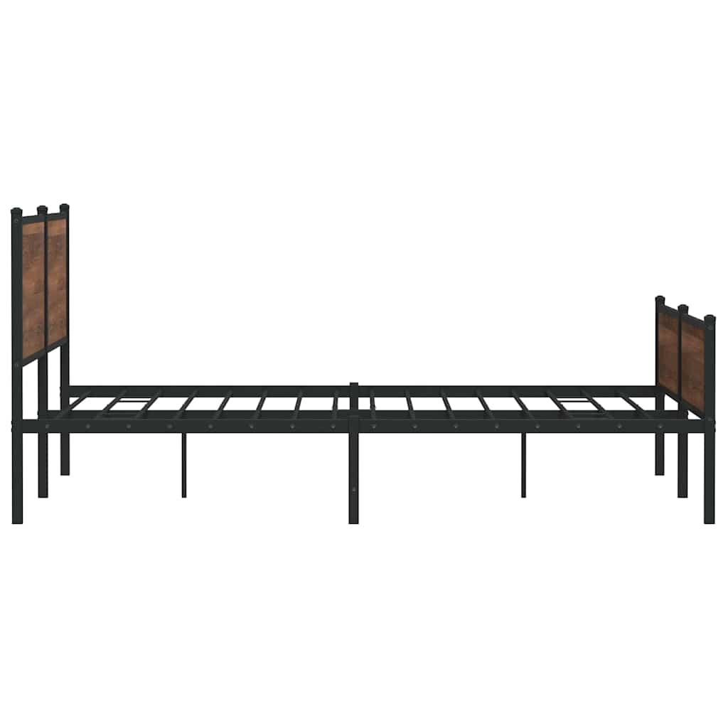 Metal Bed Frame without Mattress Brown Oak 193x203 cm