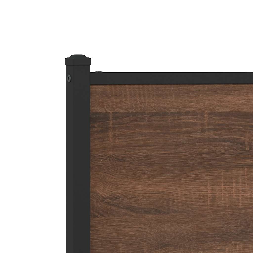 Metal Bed Frame without Mattress Brown Oak 193x203 cm