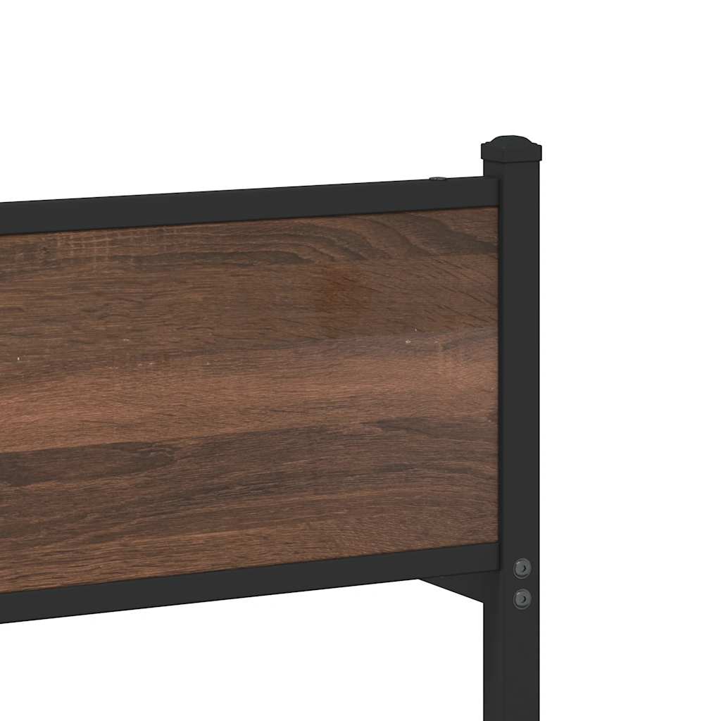 Metal Bed Frame without Mattress Brown Oak 193x203 cm