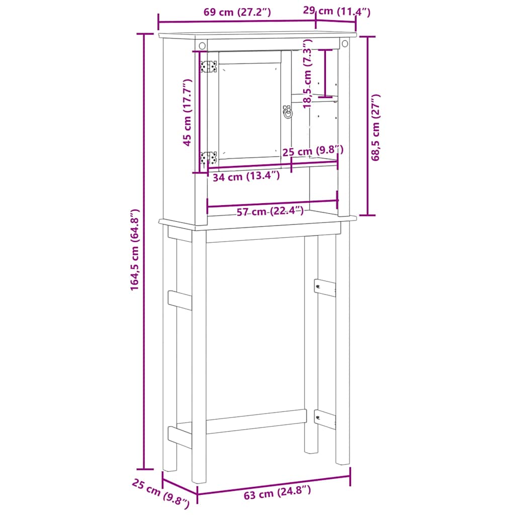 Bathroom Washing Machine Cabinet "Corona" Solid Wood Pine