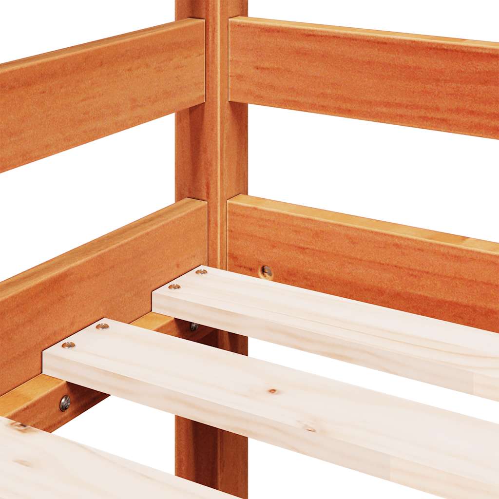 Kids' Loft Bed without Mattress with Ladder Wax Brown 90x190 cm Single