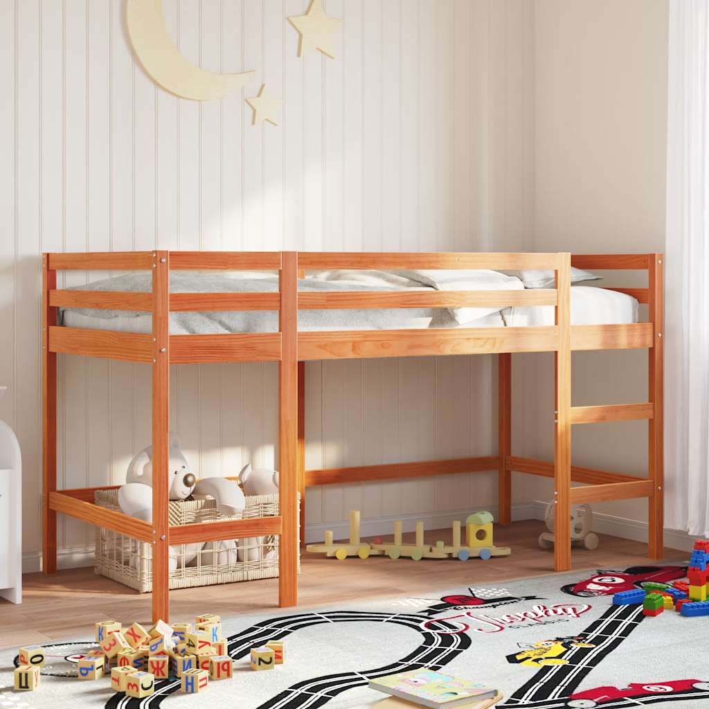 Kids' Loft Bed without Mattress with Ladder Wax Brown 90x190 cm Single