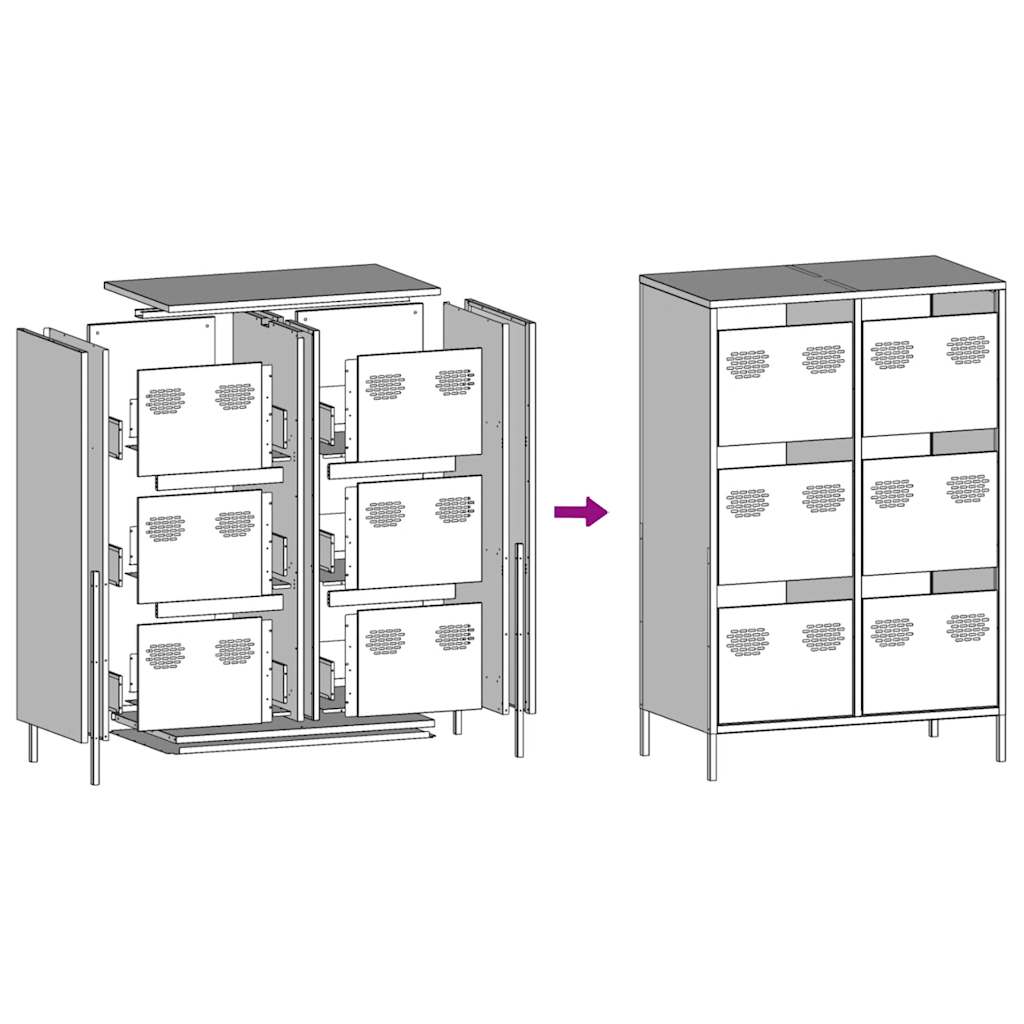Highboard Mustard Yellow 68x39x101.5 cm Steel