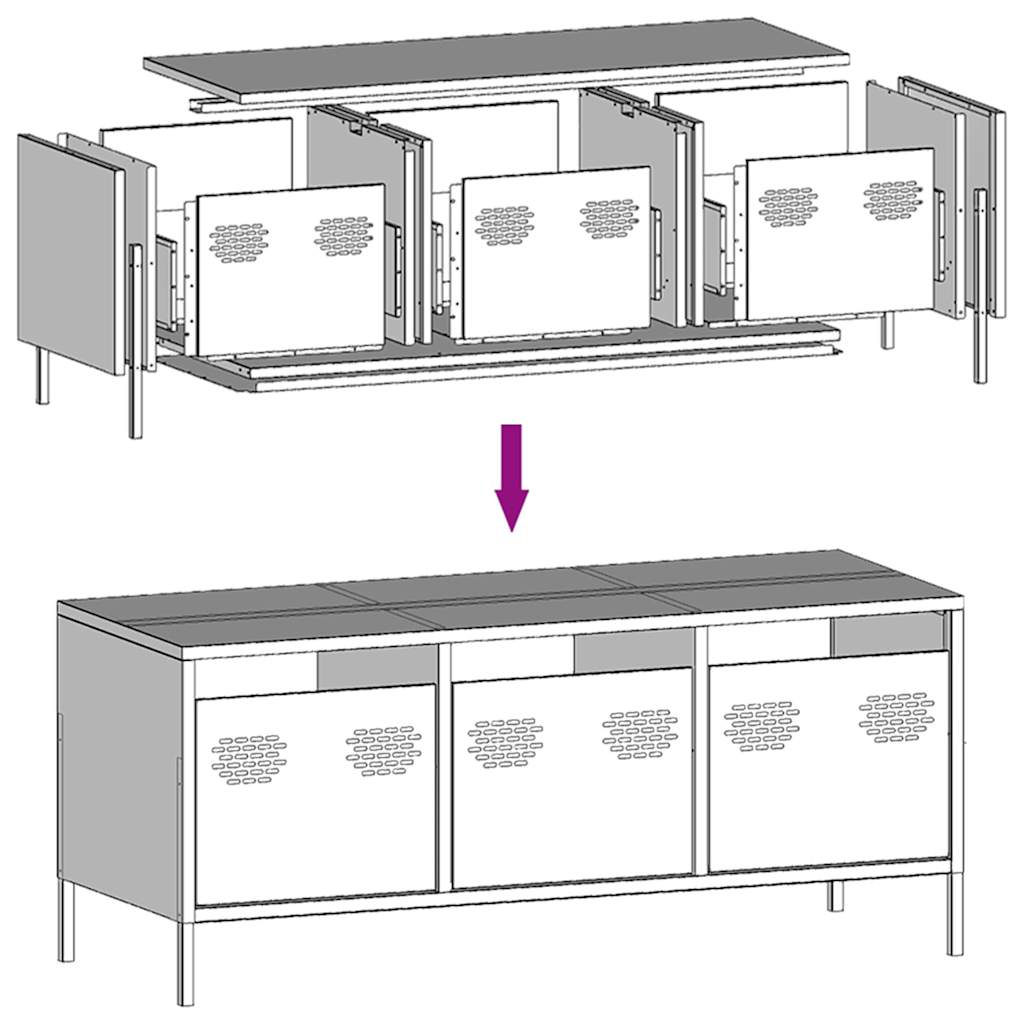 TV Cabinet White 101,5x39x43,5 cm Cold-rolled Steel