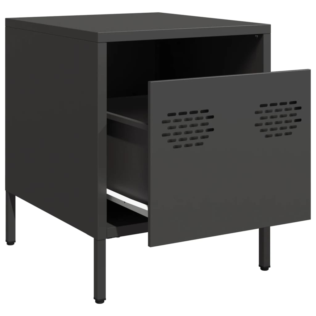 vidaXL Bedside Cabinet Black 35x39x43.5 cm Steel