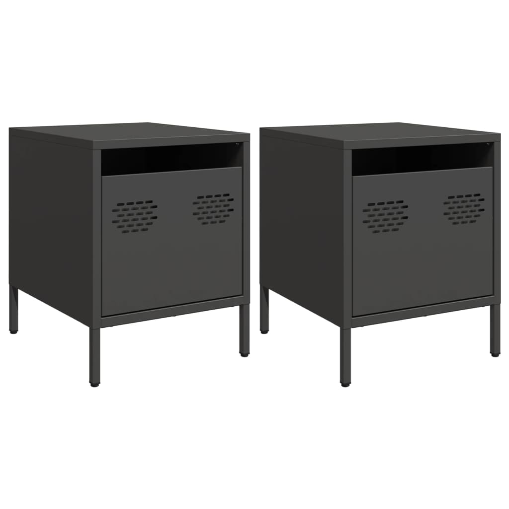 vidaXL Bedside Cabinets 2 pcs Black 35x39x43.5 cm Steel