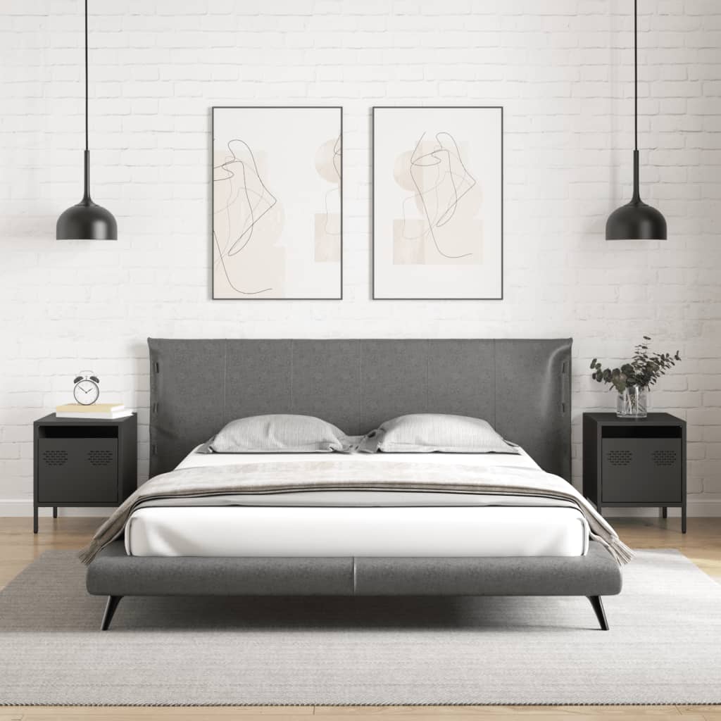 vidaXL Bedside Cabinets 2 pcs Black 35x39x43.5 cm Steel