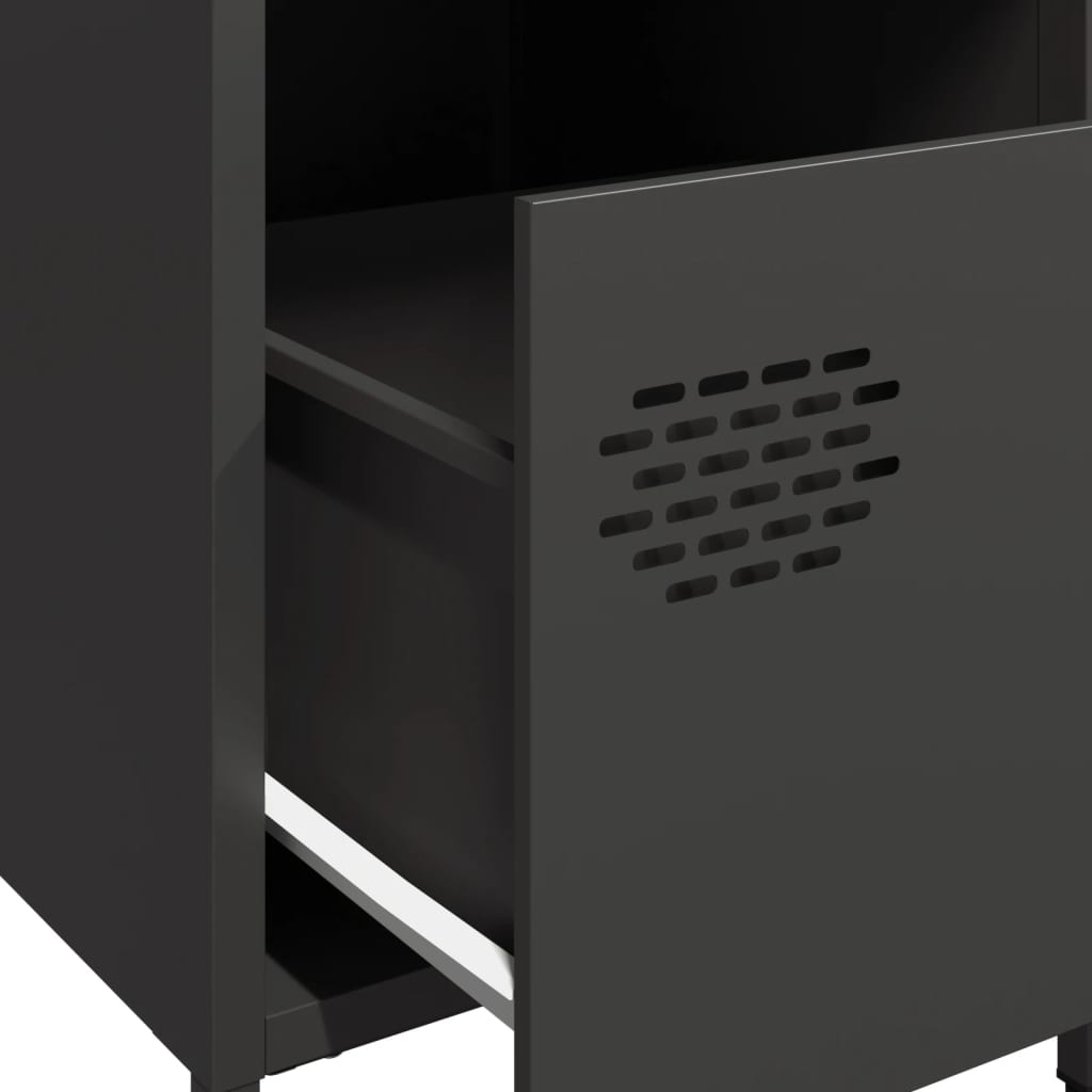 Bedside Cabinets 2 pcs Black 35x39x43,5 cm Steel