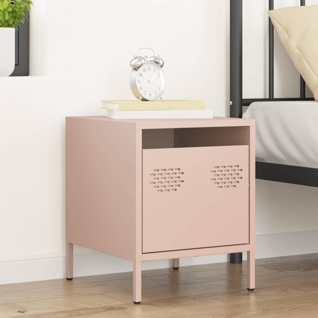 vidaXL Bedside Cabinet Pink 35x39x43.5 cm Steel