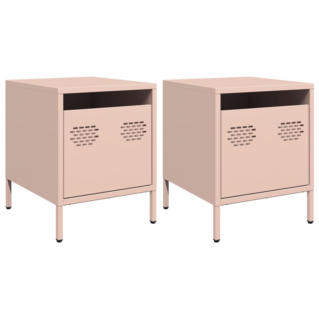 Bedside Cabinets 2 pcs Pink 35x39x43,5 cm Steel