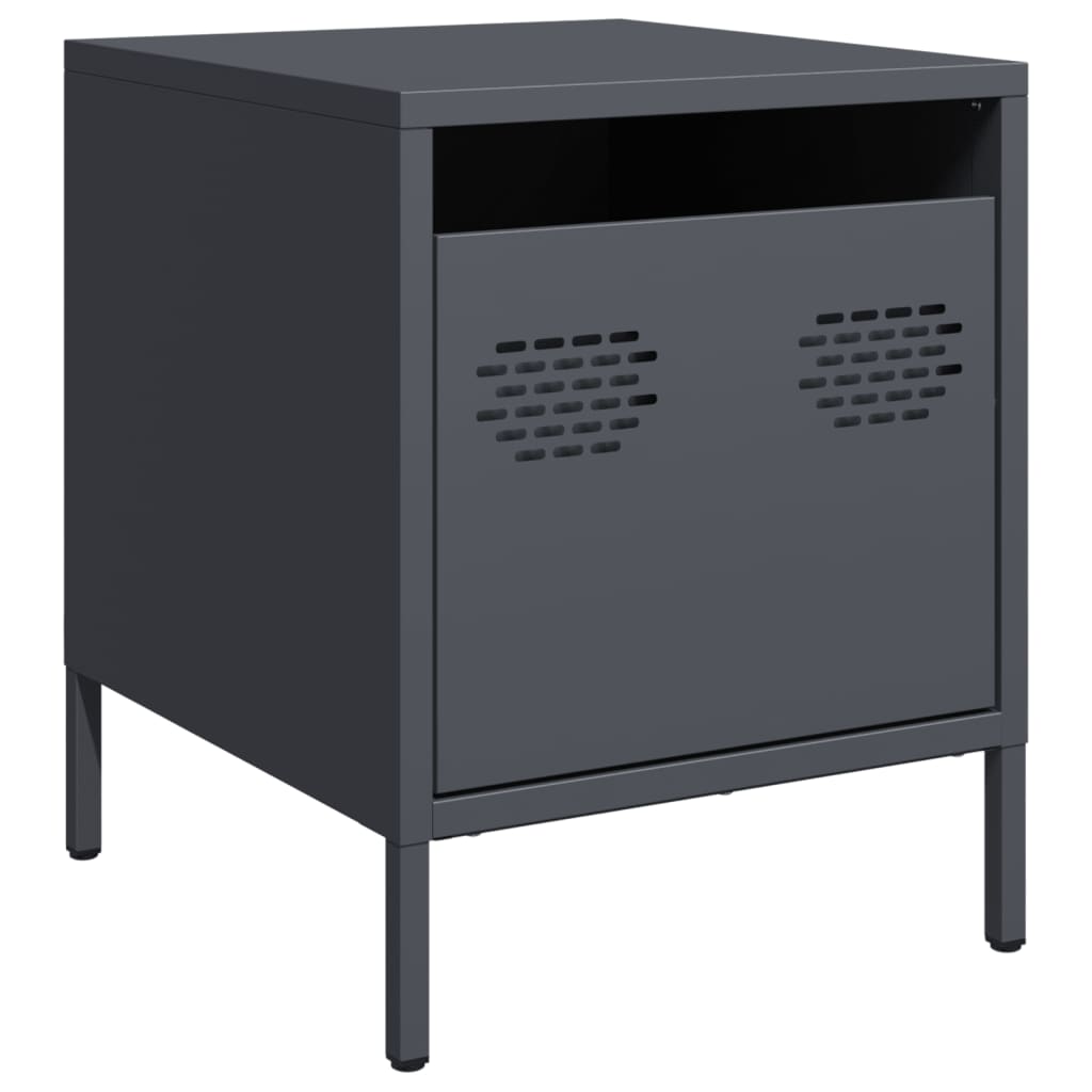 vidaXL Bedside Cabinet Anthracite 35x39x43.5 cm Steel