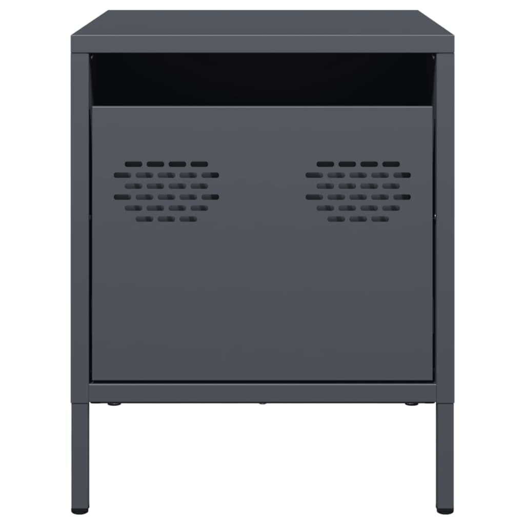 vidaXL Bedside Cabinet Anthracite 35x39x43.5 cm Steel