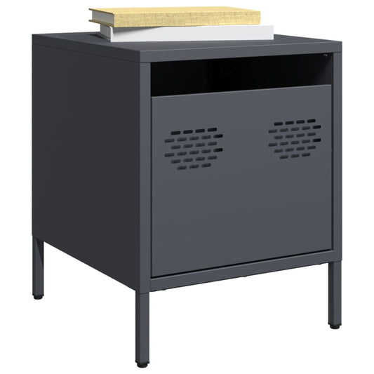 vidaXL Bedside Cabinet Anthracite 35x39x43.5 cm Steel