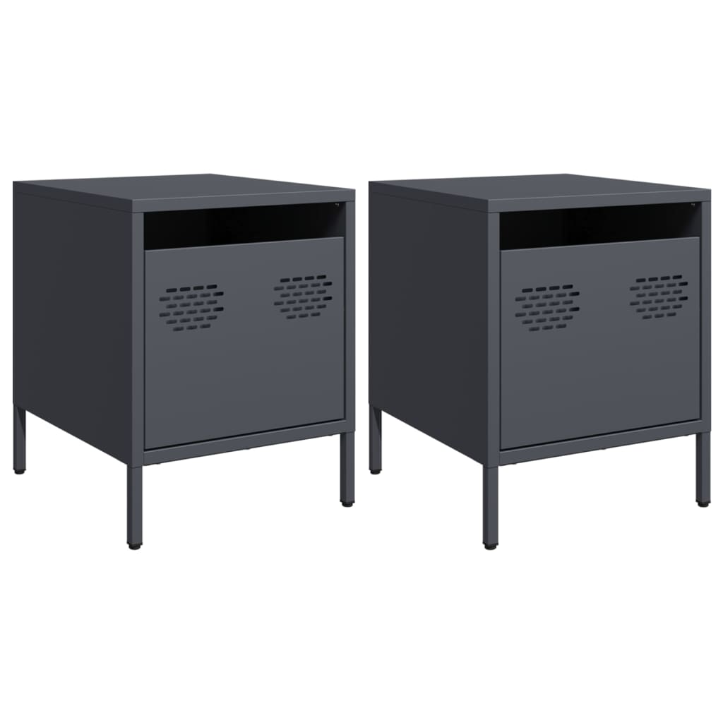 vidaXL Bedside Cabinets 2 pcs Anthracite 35x39x43.5 cm Steel