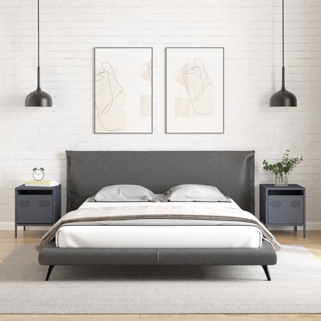 vidaXL Bedside Cabinets 2 pcs Anthracite 35x39x43.5 cm Steel