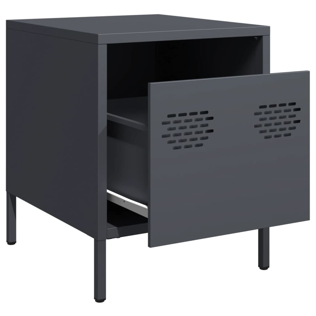 vidaXL Bedside Cabinets 2 pcs Anthracite 35x39x43.5 cm Steel