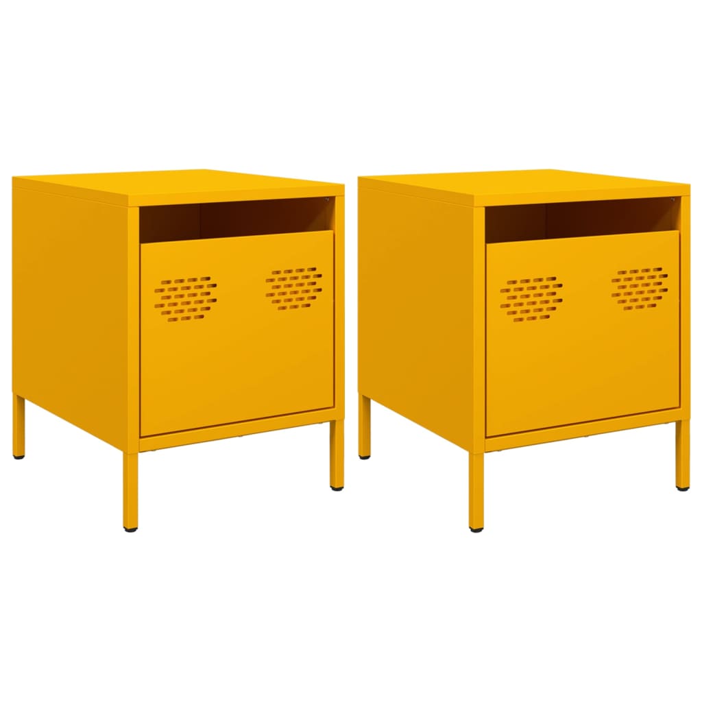 Bedside Cabinets 2 pcs Mustard Yellow 35x39x43,5 cm Steel