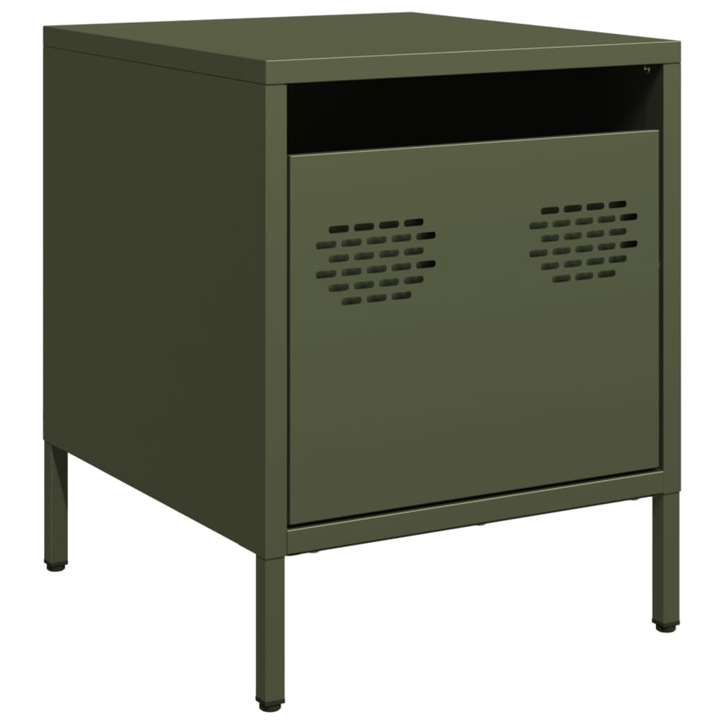 vidaXL Bedside Cabinet Olive Green 35x39x43.5 cm Steel