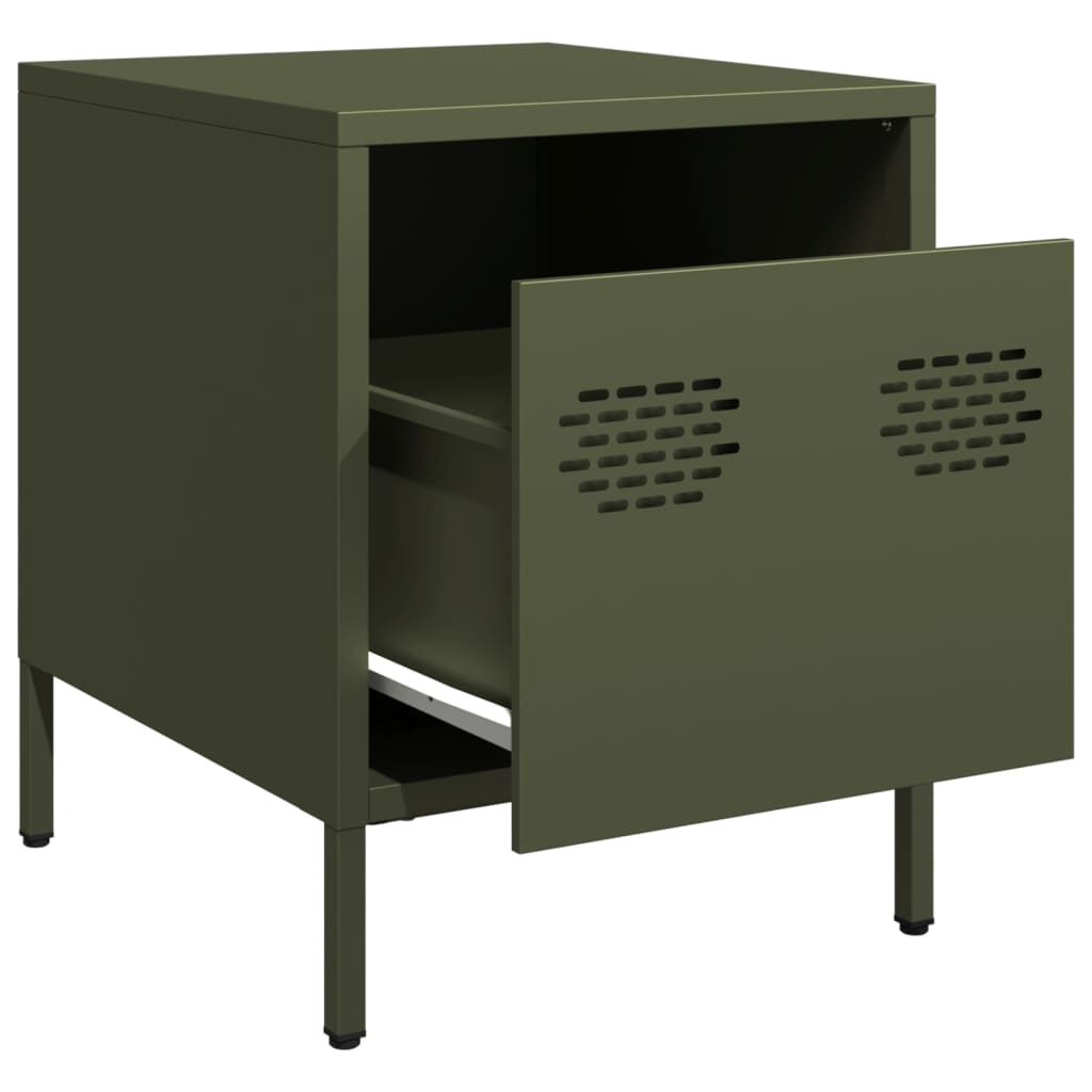 vidaXL Bedside Cabinet Olive Green 35x39x43.5 cm Steel