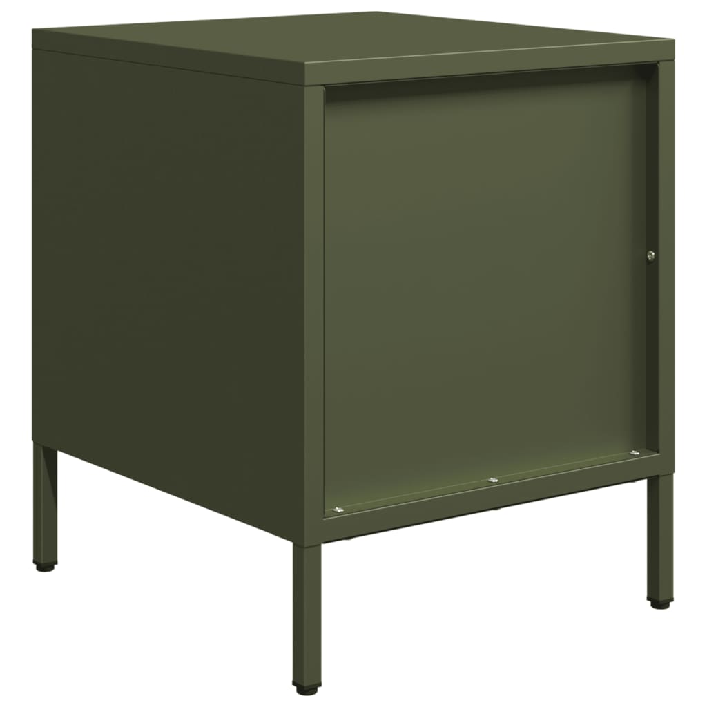 vidaXL Bedside Cabinet Olive Green 35x39x43.5 cm Steel