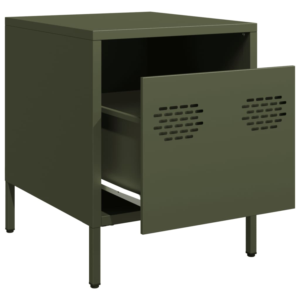 vidaXL Bedside Cabinets 2 pcs Olive Green 35x39x43.5 cm Steel