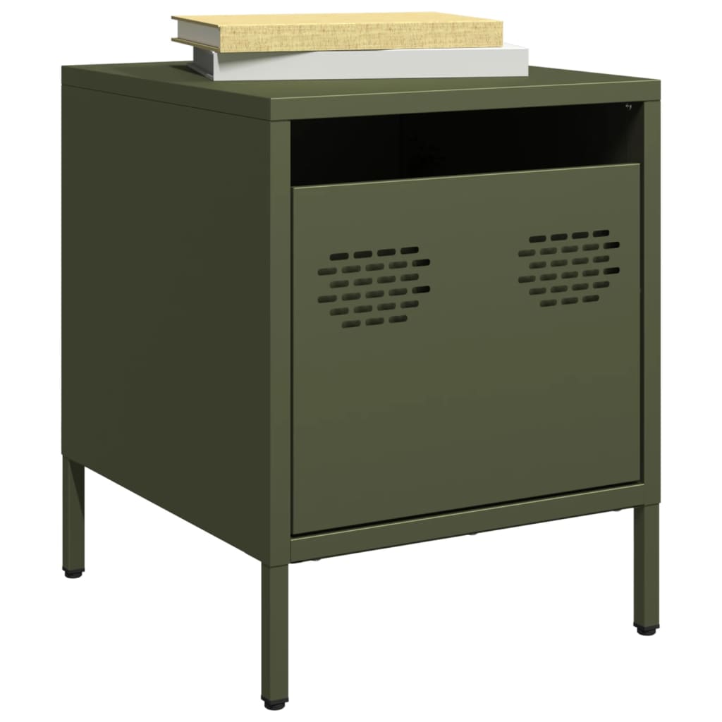 vidaXL Bedside Cabinets 2 pcs Olive Green 35x39x43.5 cm Steel