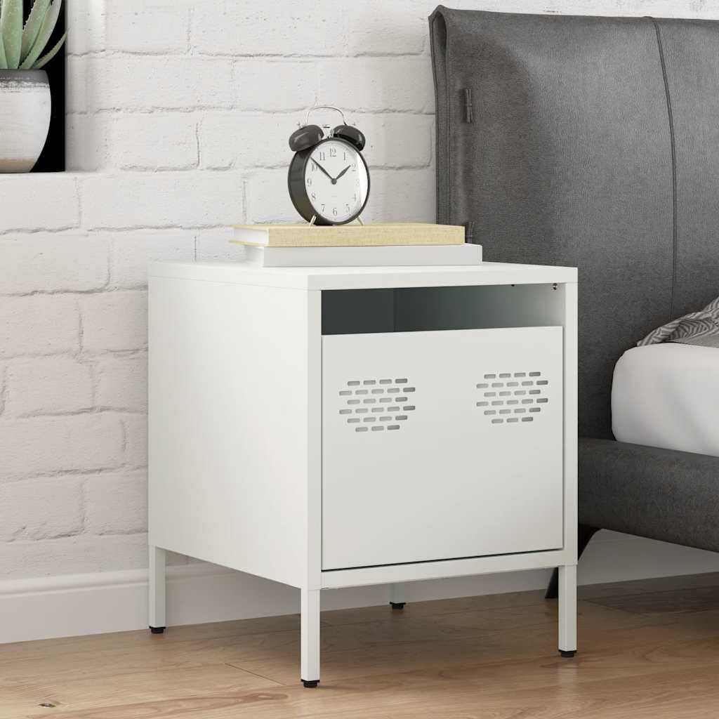 vidaXL Bedside Cabinet White 35x39x43.5 cm Steel