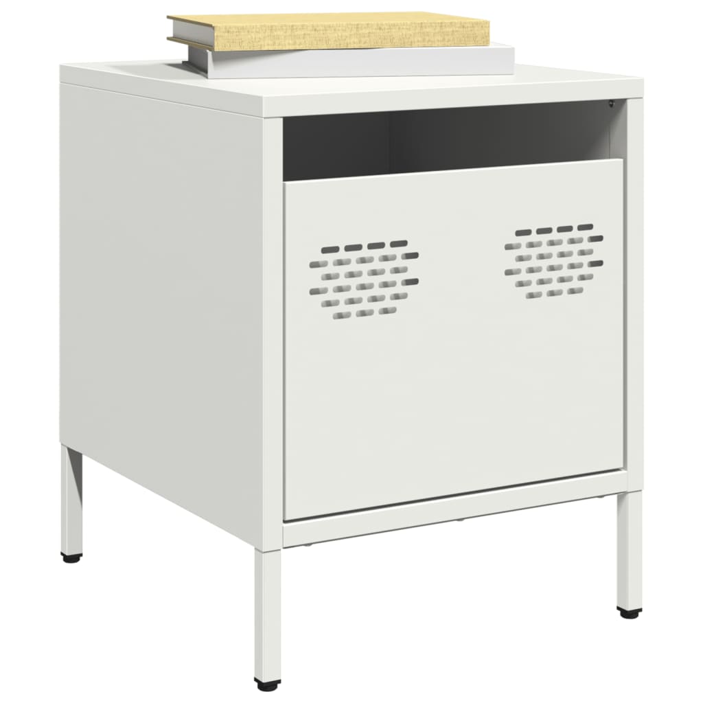 vidaXL Bedside Cabinet White 35x39x43.5 cm Steel