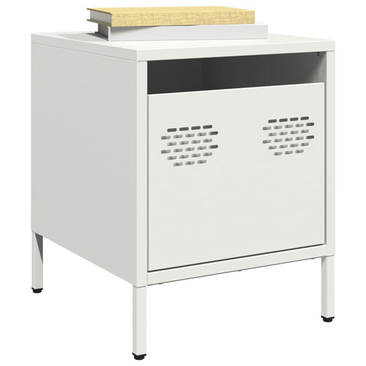 vidaXL Bedside Cabinet White 35x39x43.5 cm Steel
