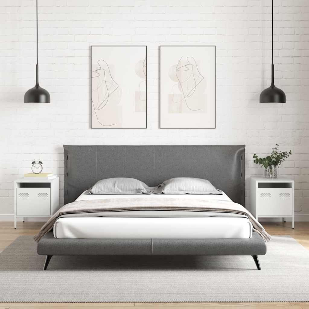 vidaXL Bedside Cabinets 2 pcs White 35x39x43.5 cm Steel