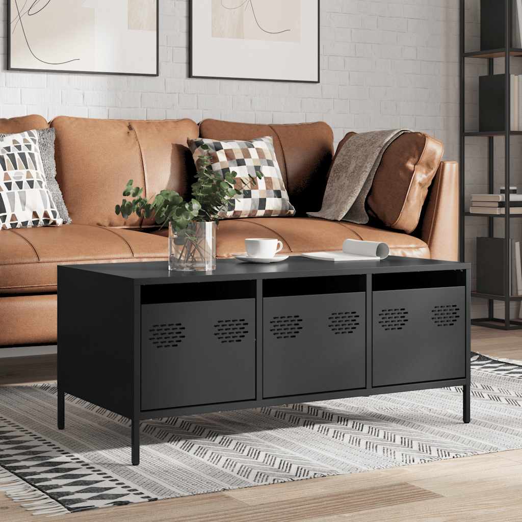 Coffee Table Black 101,5x50x43,5 cm Cold-rolled Steel