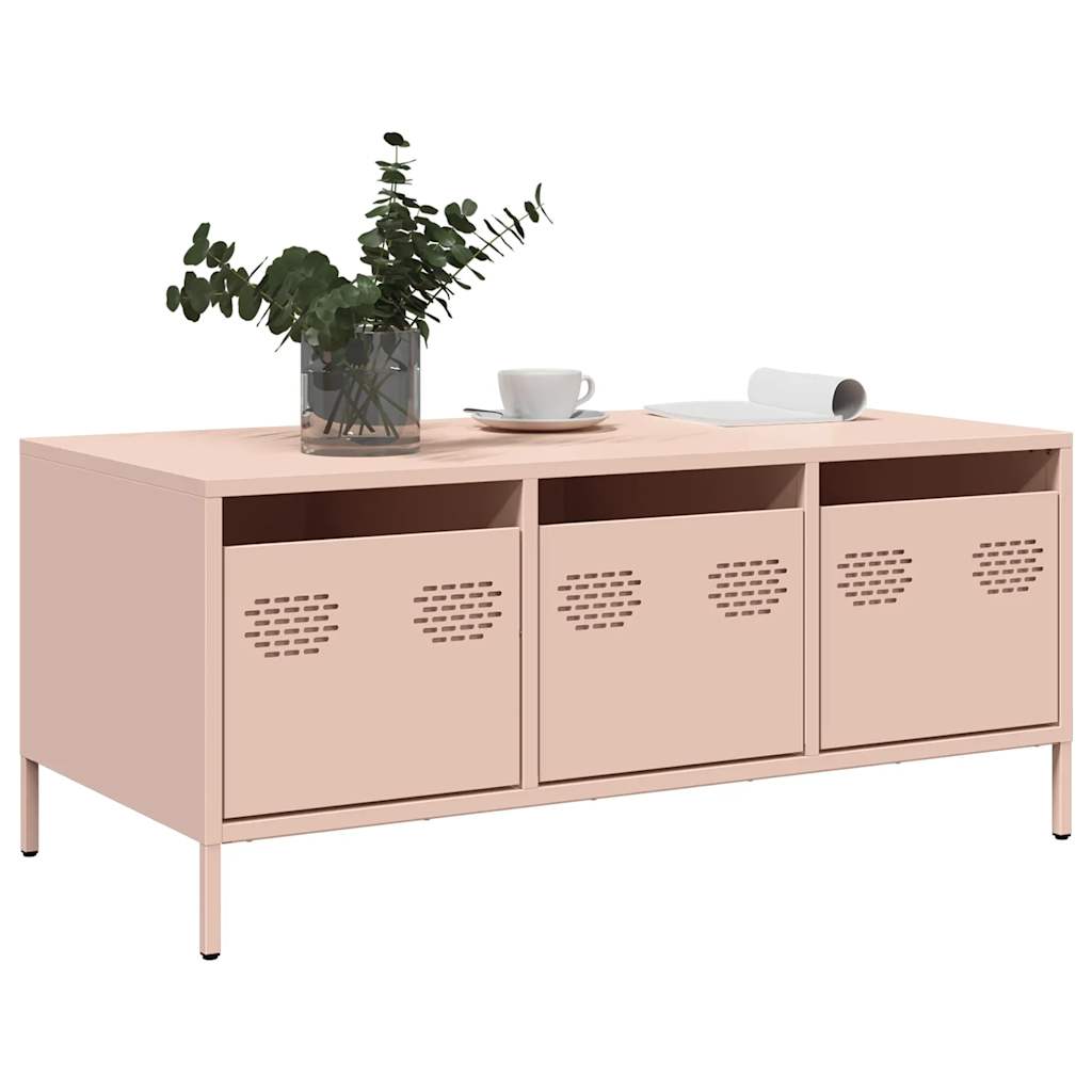 Coffee Table Pink 101,5x50x43,5 cm Cold-rolled Steel