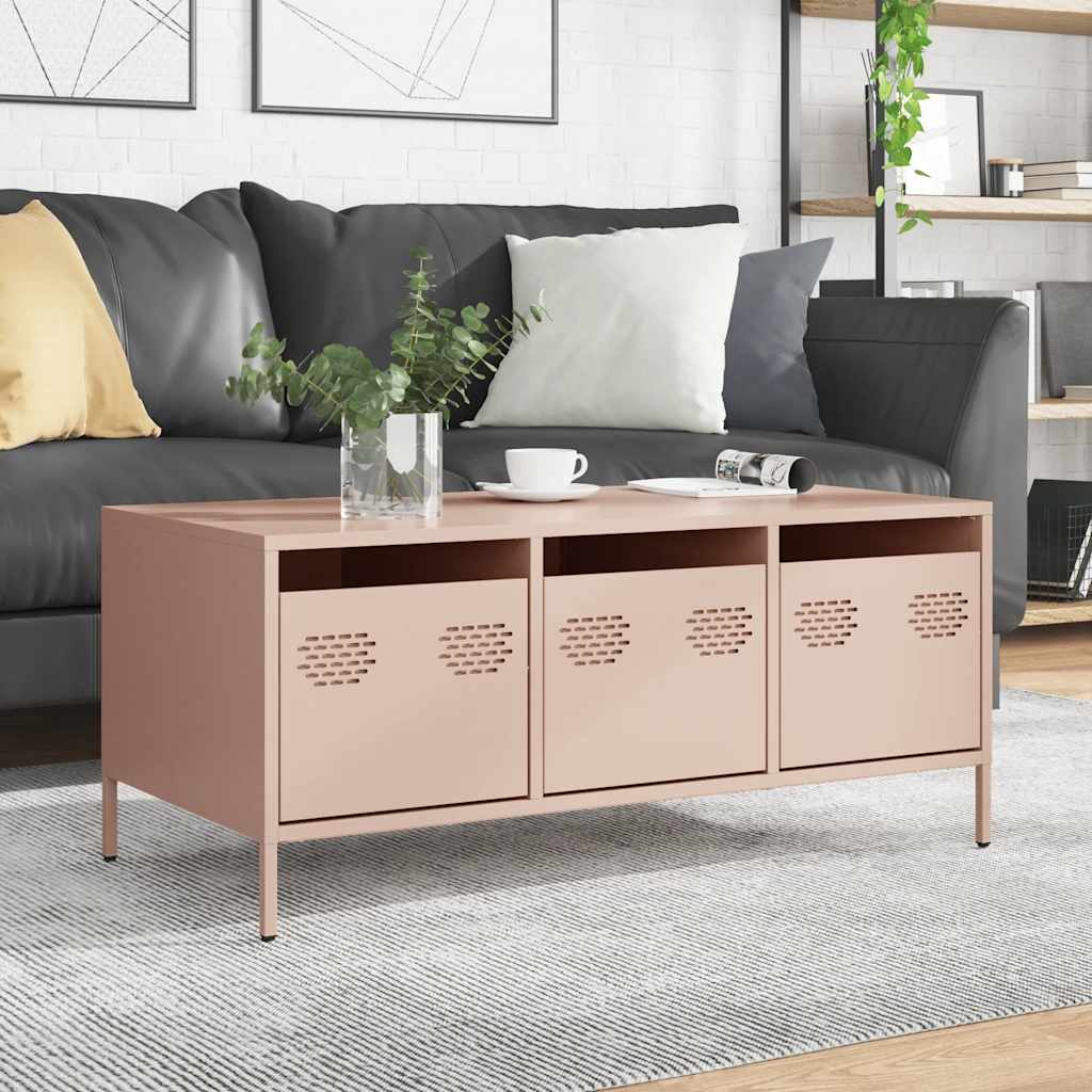 Coffee Table Pink 101,5x50x43,5 cm Cold-rolled Steel